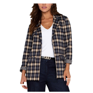 Liverpool Navy and Cream Plaid Blazer